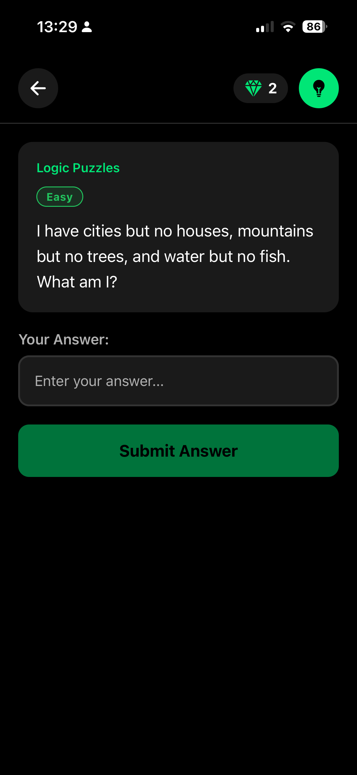 Question screen